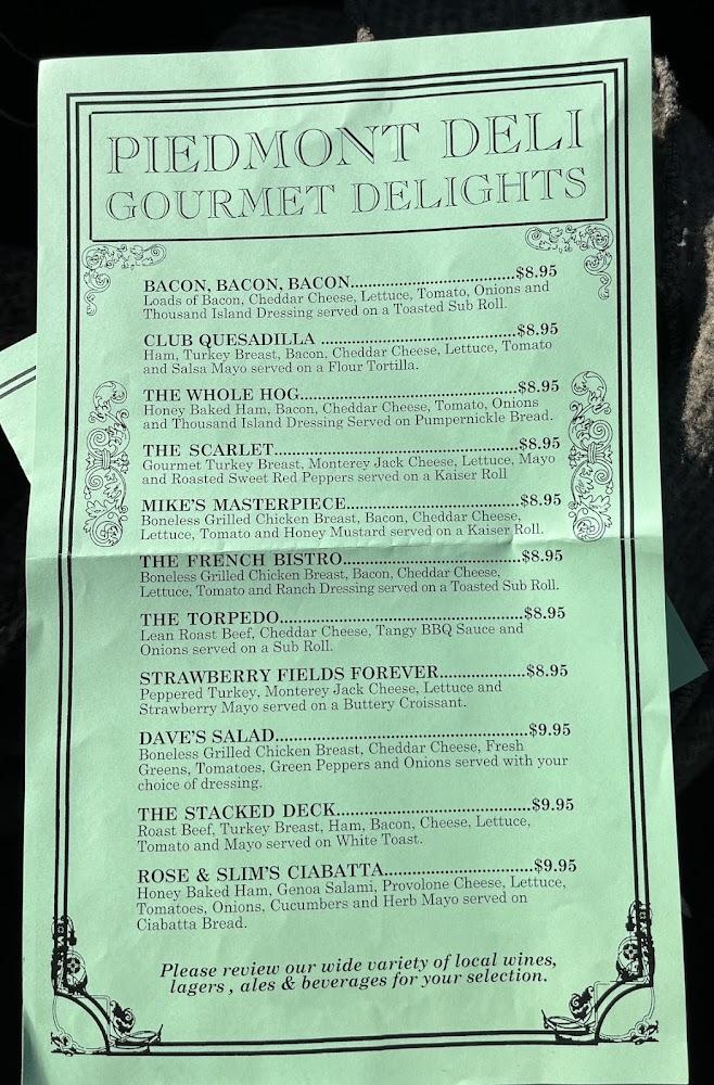 Piedmont Deli Menu image 1